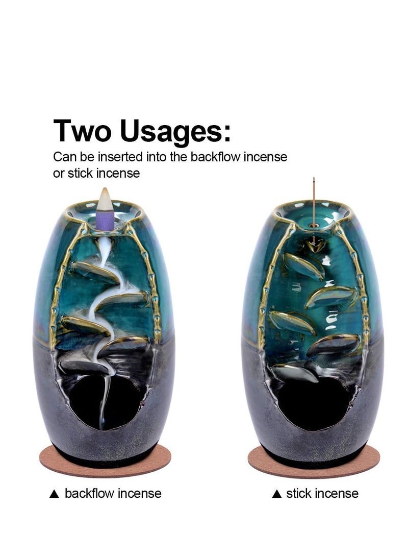 general Ceramic Backflow Incense Holder and Burner Waterfall with 120 Backflow Incense Cones + 30 Incense Stick Aromatherapy Ornament Home Decor - Image 2